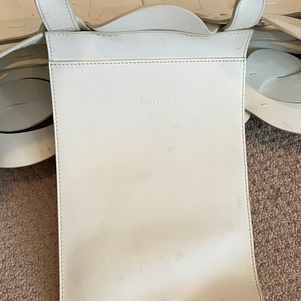 Lafayette 148 New York Leather Cream Woven Tote - Picture 6 of 7